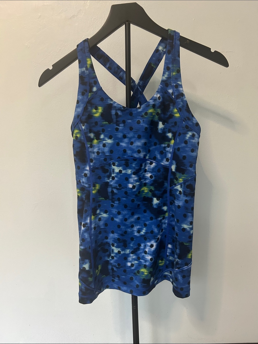 lululemon athletica Blue & Black Polka Dot Cross-Back Tank